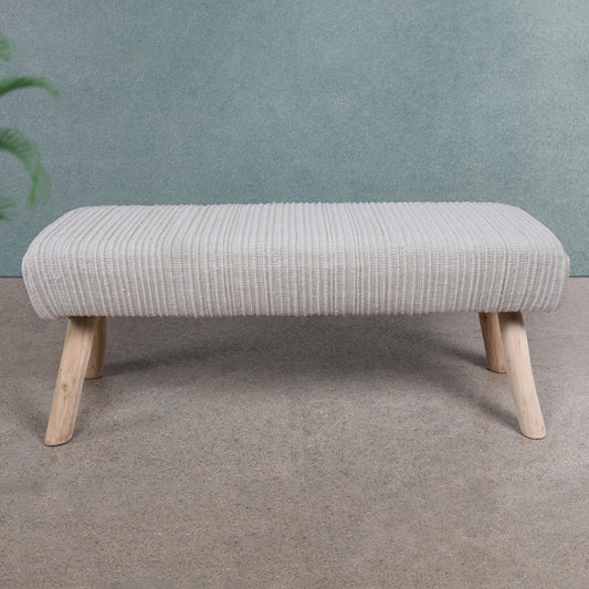 WILCOX-II BENCH - IVORY - HAND WOVEN - WOOL