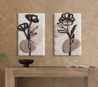 YALBA AND YARRAH WALL FRAME - IVORY/NATURAL - HANDWOVEN/OVER TUFTED - WOOL & WOOD FRAME