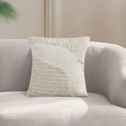YENISEI CUSHION - WOOL/PET - IVORY - HANDWOVEN