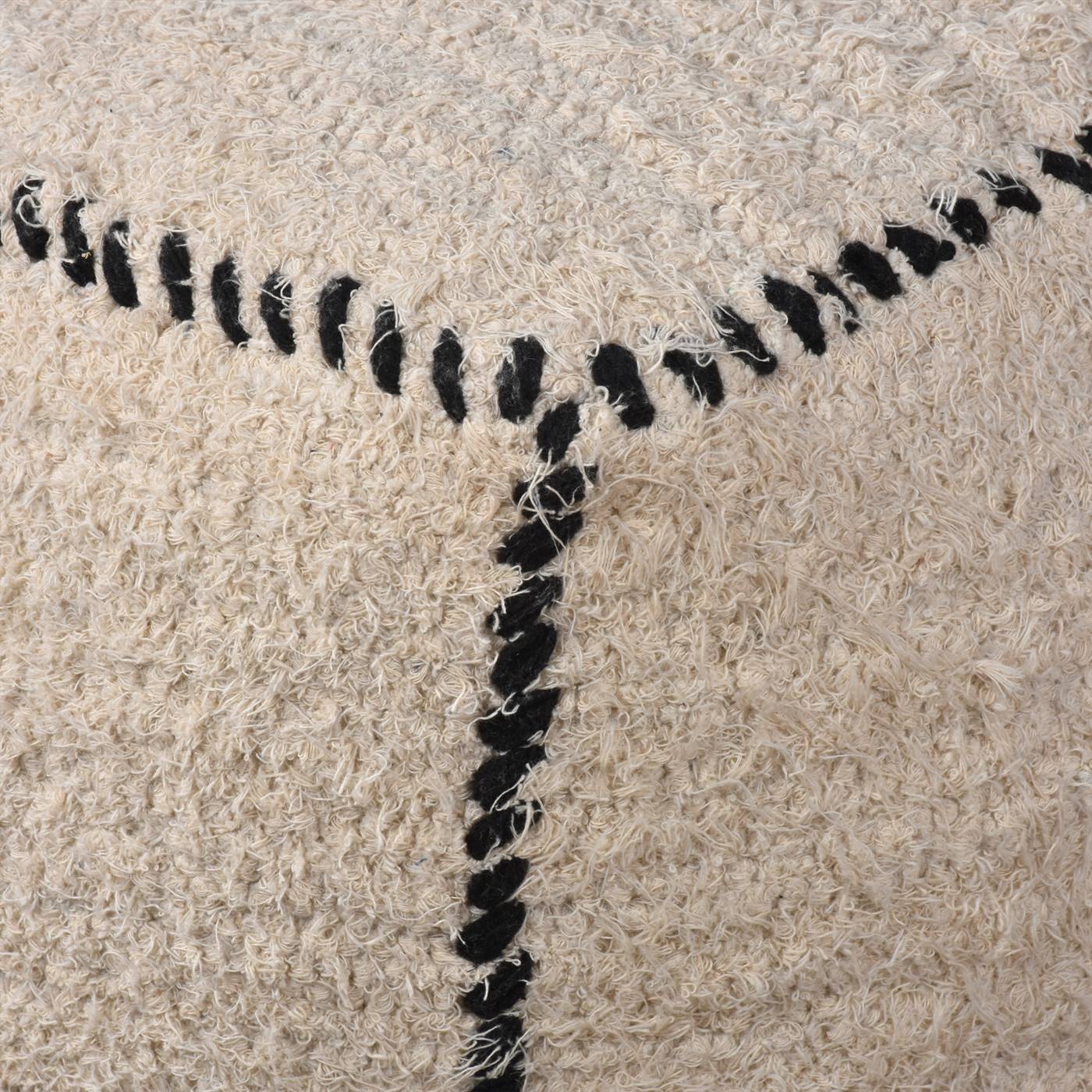 Yindi Pouf, 40x40x40 cm, Natural White, Charcoal, Cotton, Hand Woven, Pitloom, Flat Weave