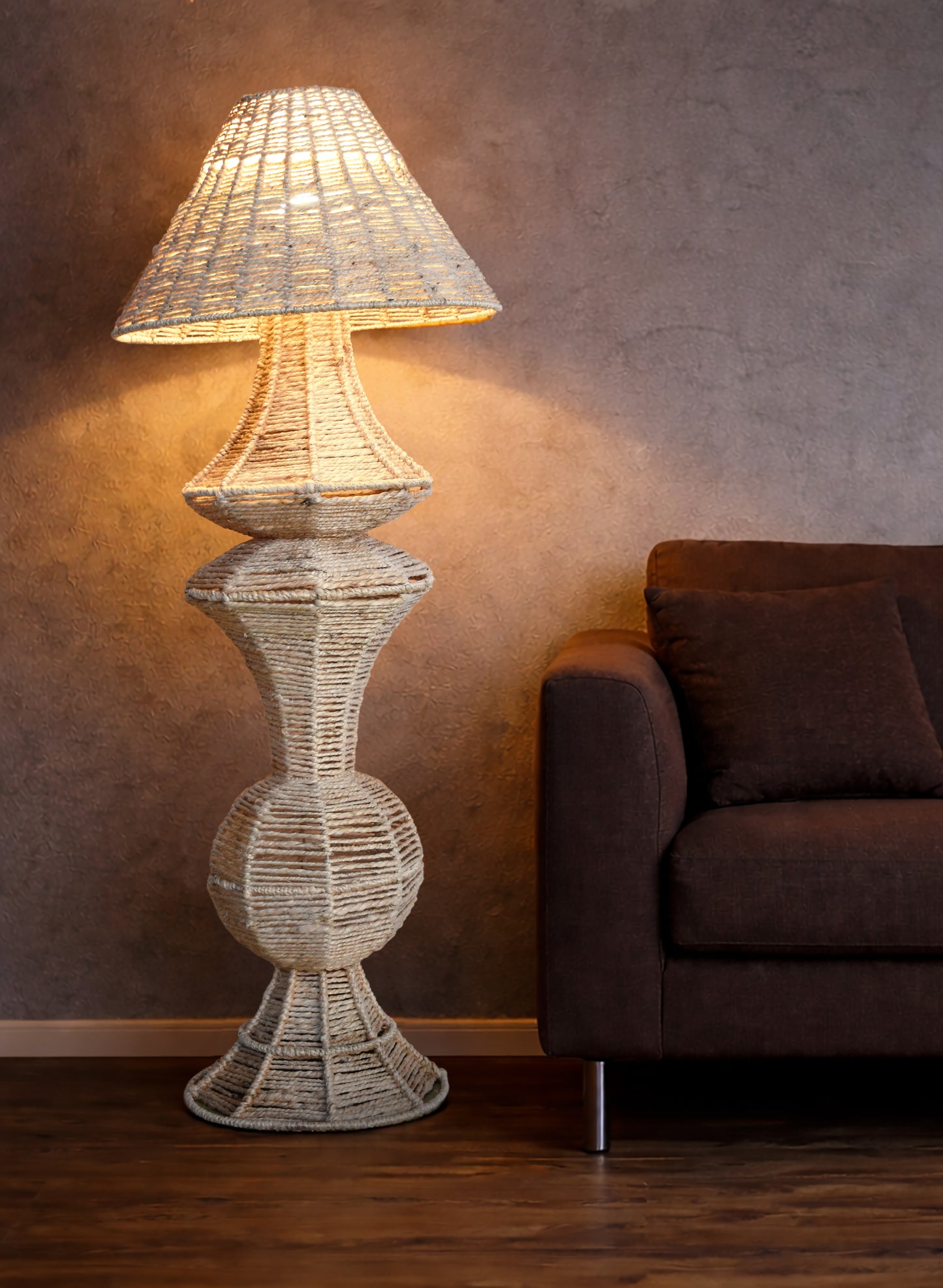 YUVAN FLOOR LAMP - BEIGE - HAND MADE - JUTE