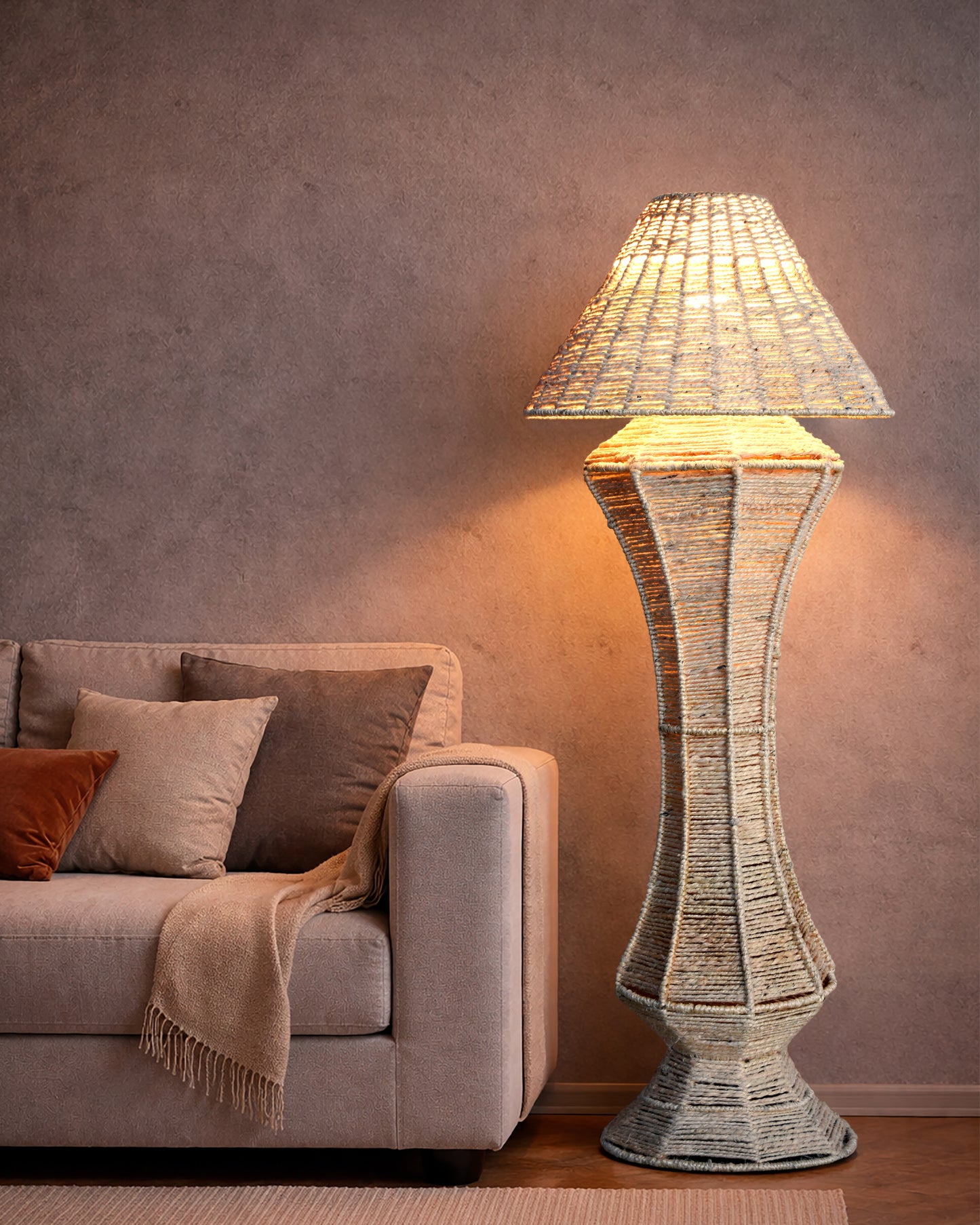 ZAYLO FLOOR LAMP - BEIGE - HAND MADE - JUTE