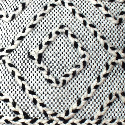 Zeehan Pillow, Wool, Natural White, Charcoal, Pitloom, Flat Weave