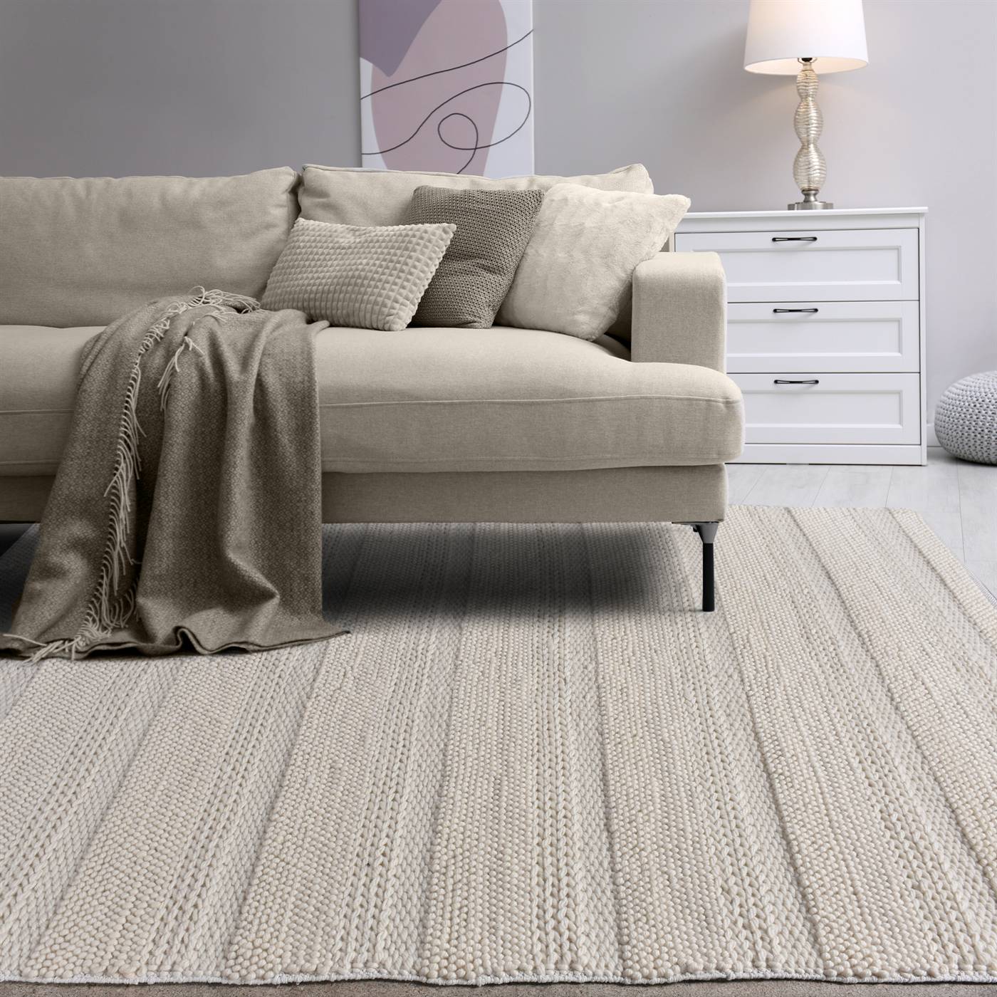 Area Rug, Bedroom Rug, Living Room Rug, Living Area Rug, Indian Rug, Office Carpet, Office Rug, Shop Rug Online, Natural White, Nz Wool, Hand Woven, Pitloom, All Loop, Soft Texture