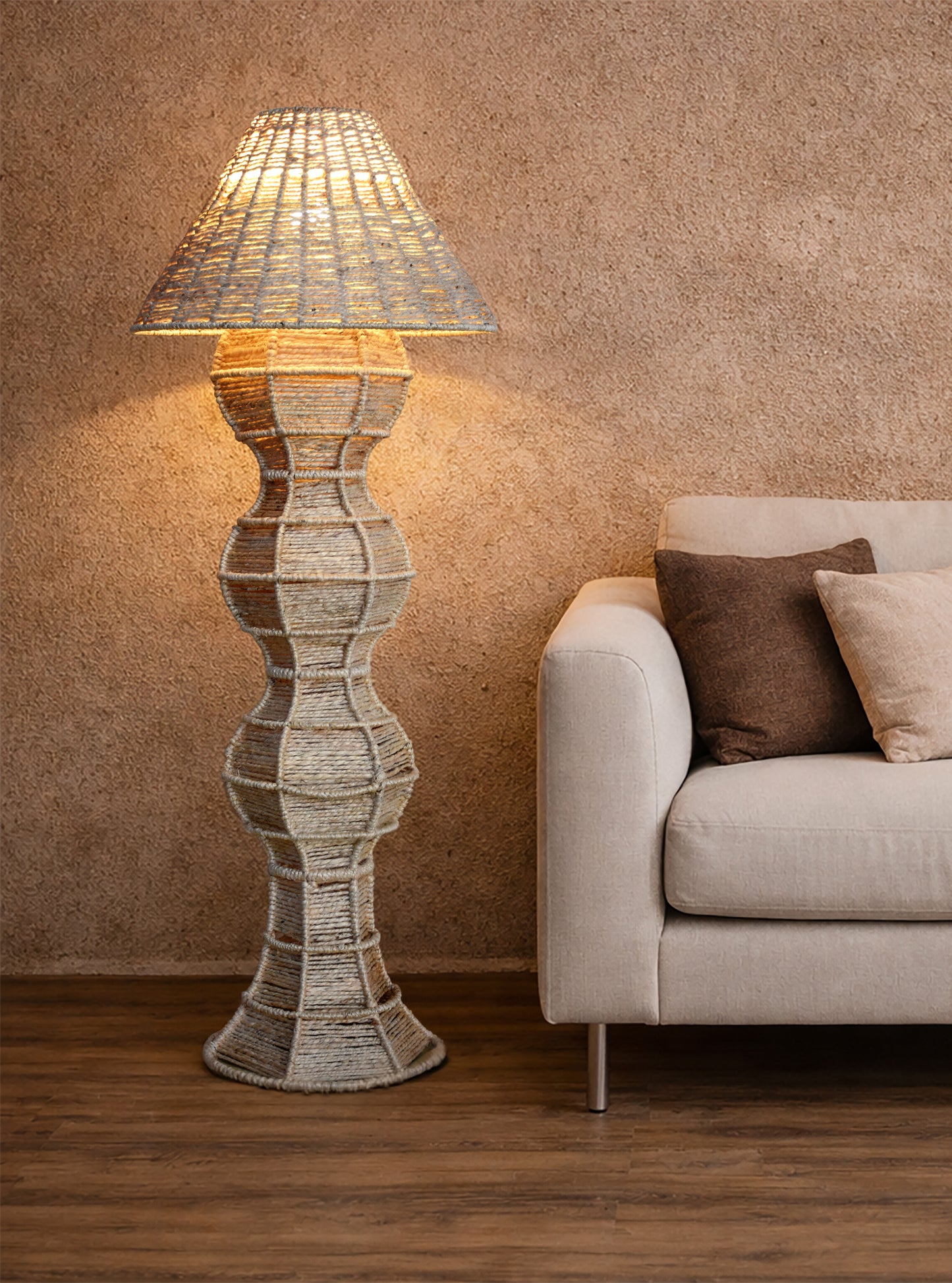 ZIVEN FLOOR LAMP - BEIGE - HAND MADE - JUTE