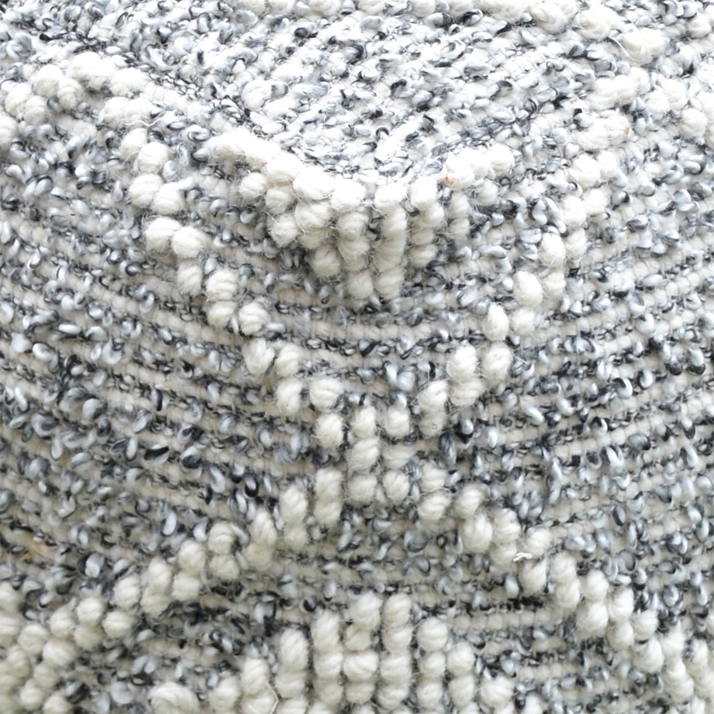 Zoey Pouf, Wool/ Pet, Natural White/ Charcoal, Pitloom, All Loop 
