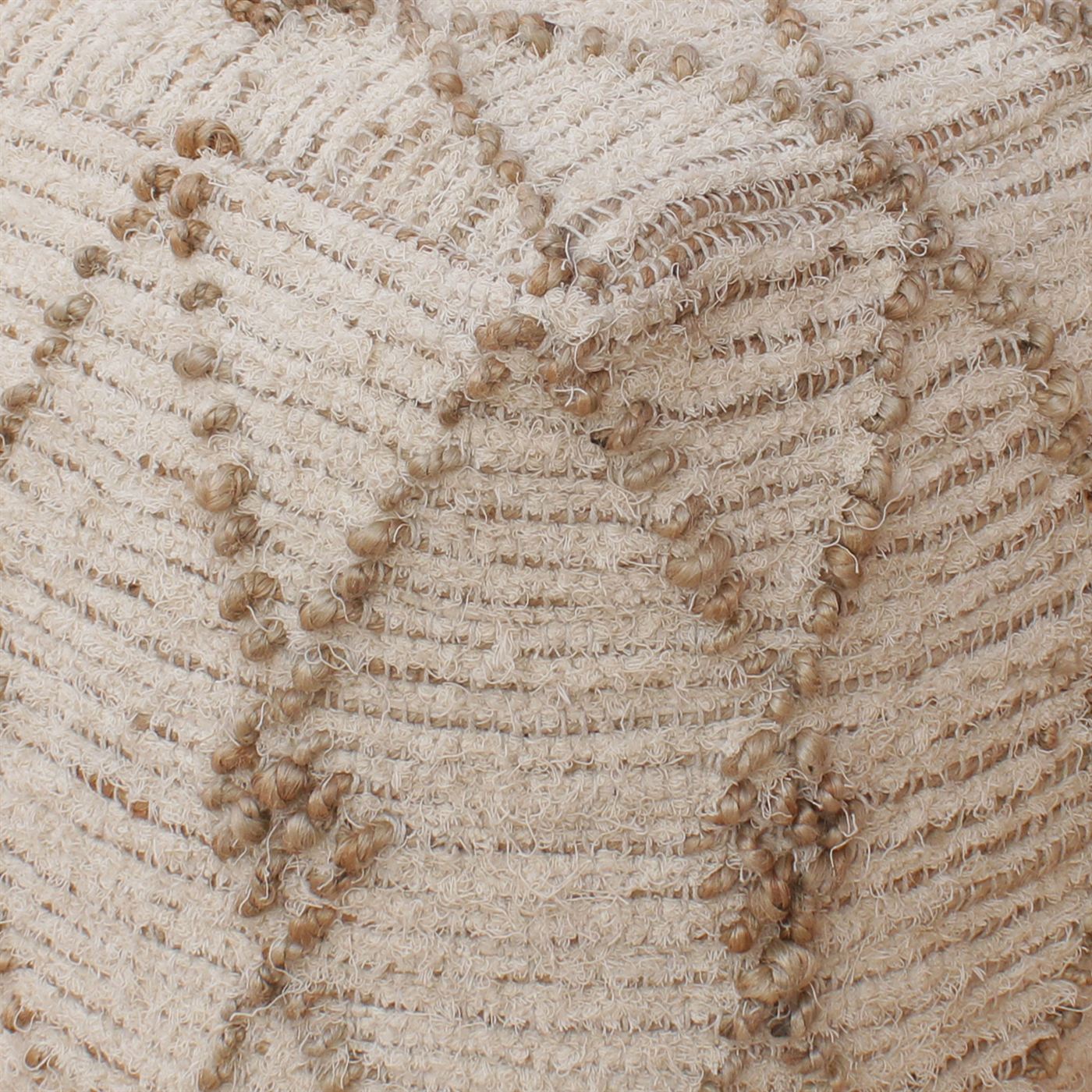 Zalane Pouf, Jute/ Cotton Salvage, Natural/ Natural White, Pitloom, All Loop