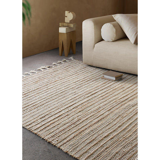 ACAPULCO RUG - IVORY/NATURAL- HAND WOVEN - JUTE + WOOL