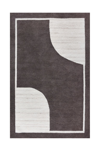 AGUDOS RUG - WOOL - HANDTUFTED - BROWN/IVORY