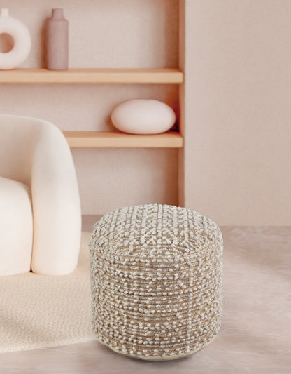 ALDERMANS POUF - BEIGE/IVORY - HANDWOVEN - JUTE/WOOL