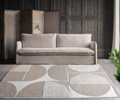 ALDINE RUG - IVORY/BEIGE - HAND WOVEN/OVER TUFTED - WOOL/VISCOSE