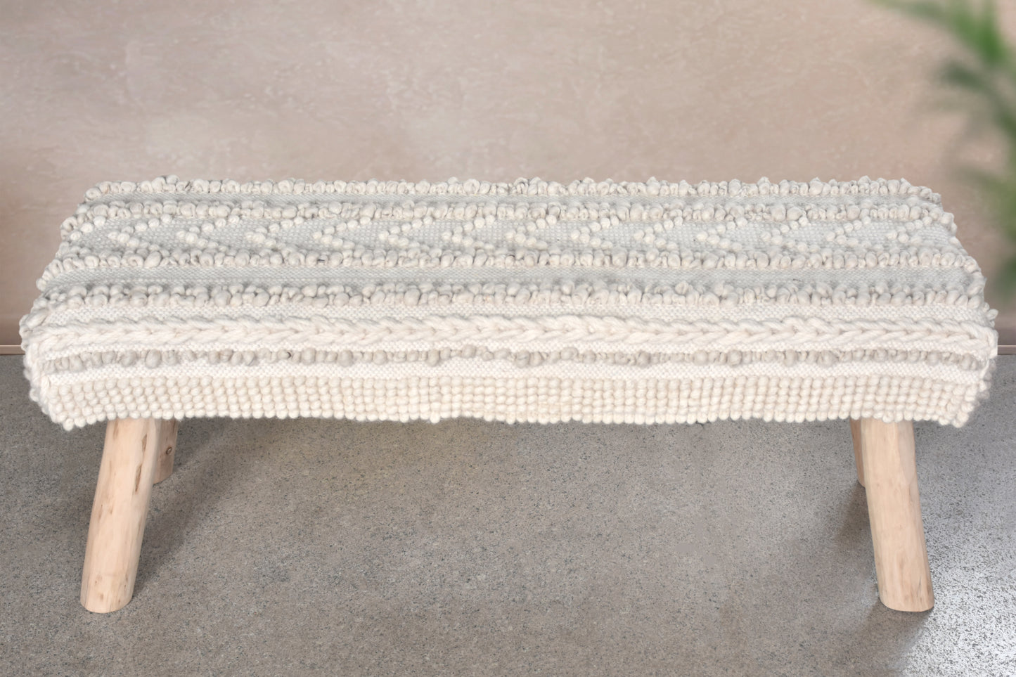 CHADWICK BENCH - IVORY - HANDWOVEN - WOOL