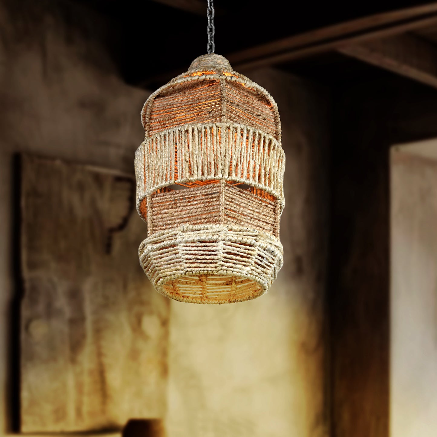CRAMPTON LAMP - NATURAL/IVORY - HAND MADE - JUTE