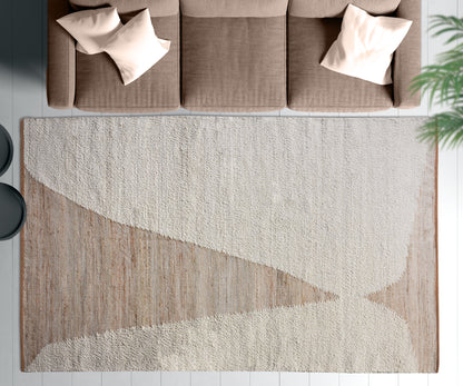 DOBREV-II RUG - IVORY/NATURAL - HANDWOVEN - WOOL/JUTE