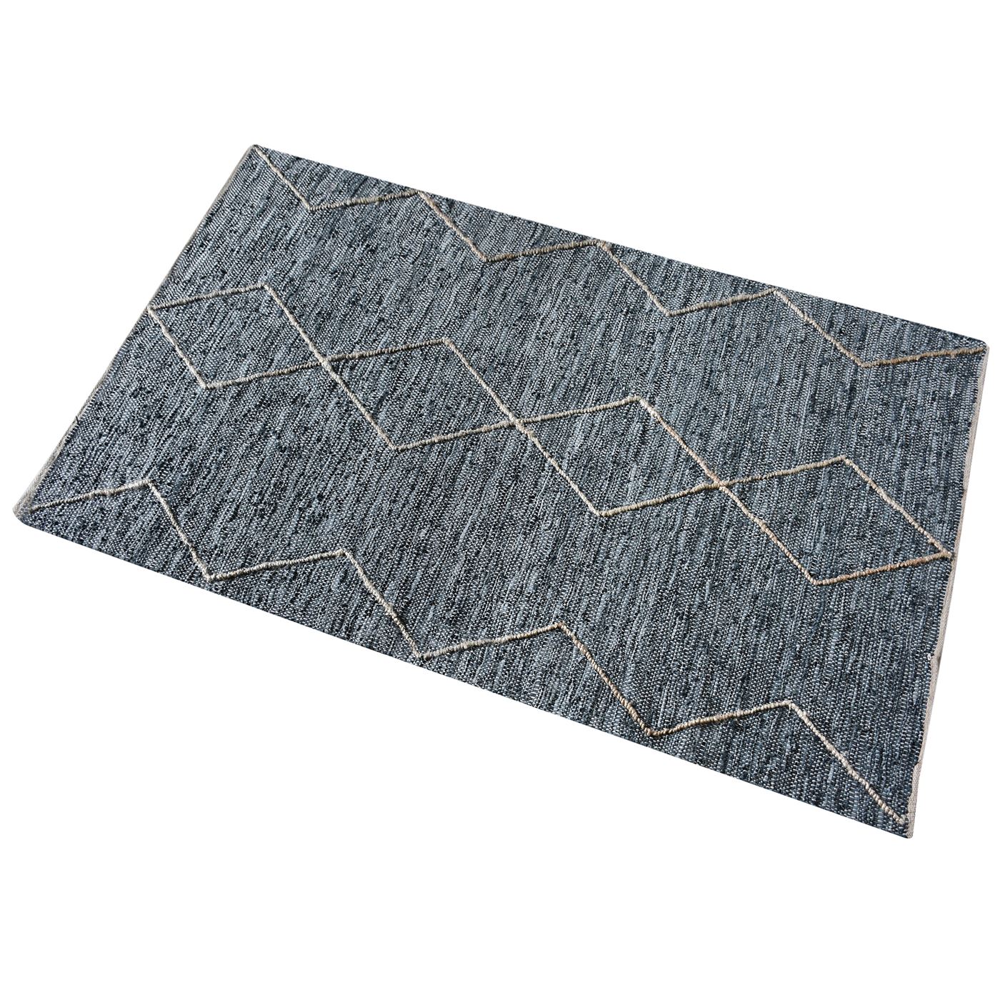 Area Rug, Bedroom Rug, Living Room Rug, Living Area Rug, Indian Rug, Office Carpet, Office Rug, Shop Rug Online, Leather, Hemp, Blue, Pitloom, Flat Weave, Subtle