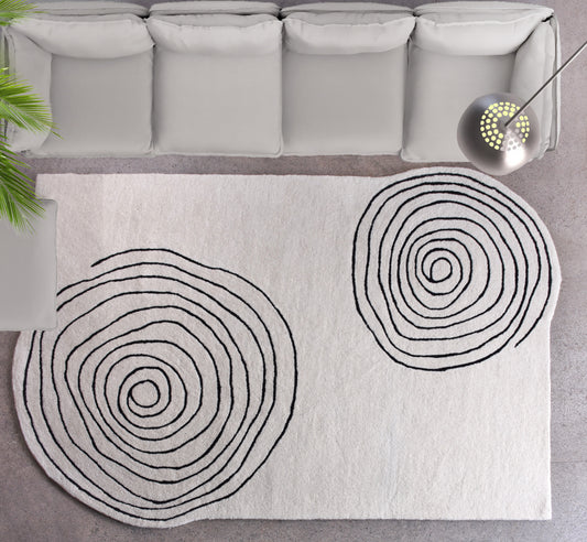 KGOTLA RUG - IVORY/CHARCOAL - HAND TUFTED - WOOL
