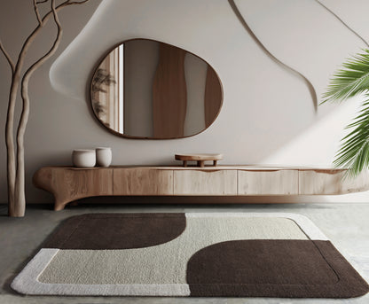 LAAKSO RUG - WOOL - HANDWOVEN/OVERTUFTED - IVORY/BROWN