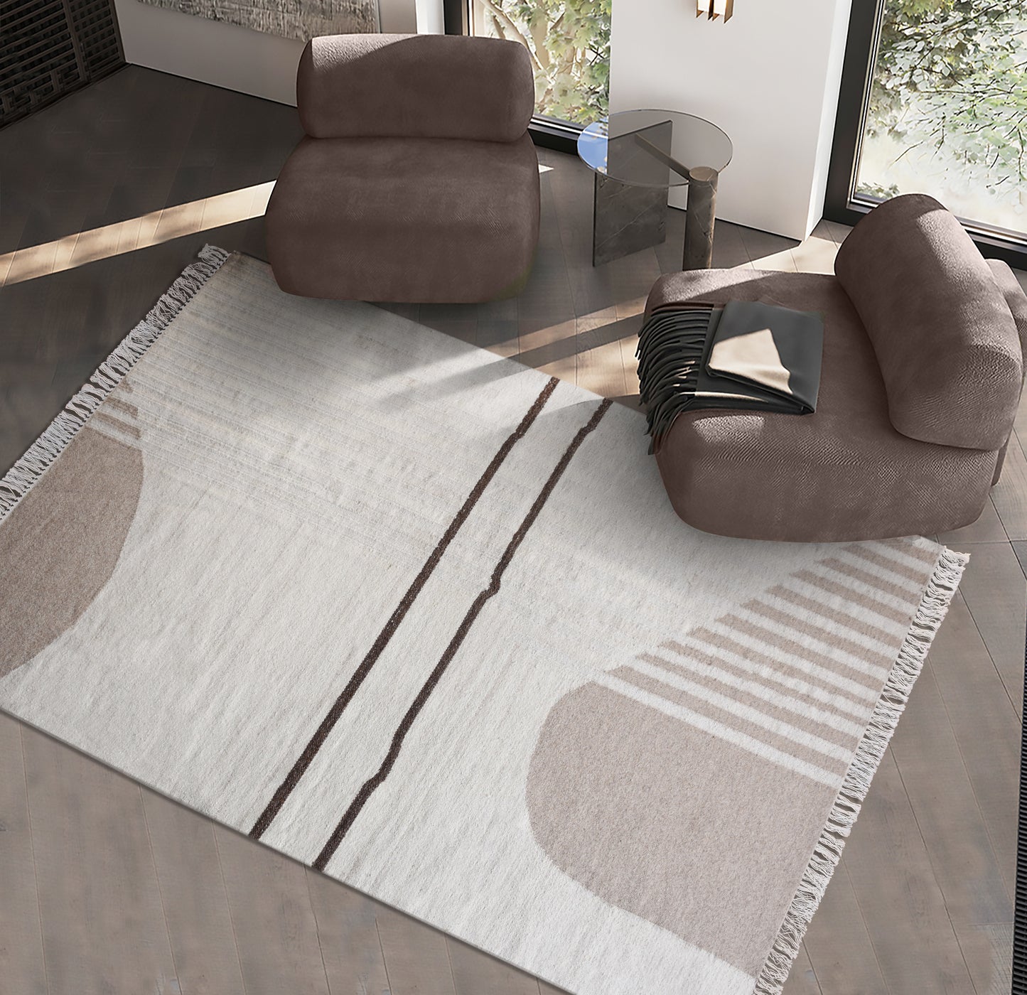 LARRABEE RUG - IVORY/BEIGE - HANDWOVEN - WOOL