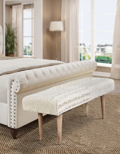 LITHGOW BENCH - IVORY - HAND WOVEN - WOOL