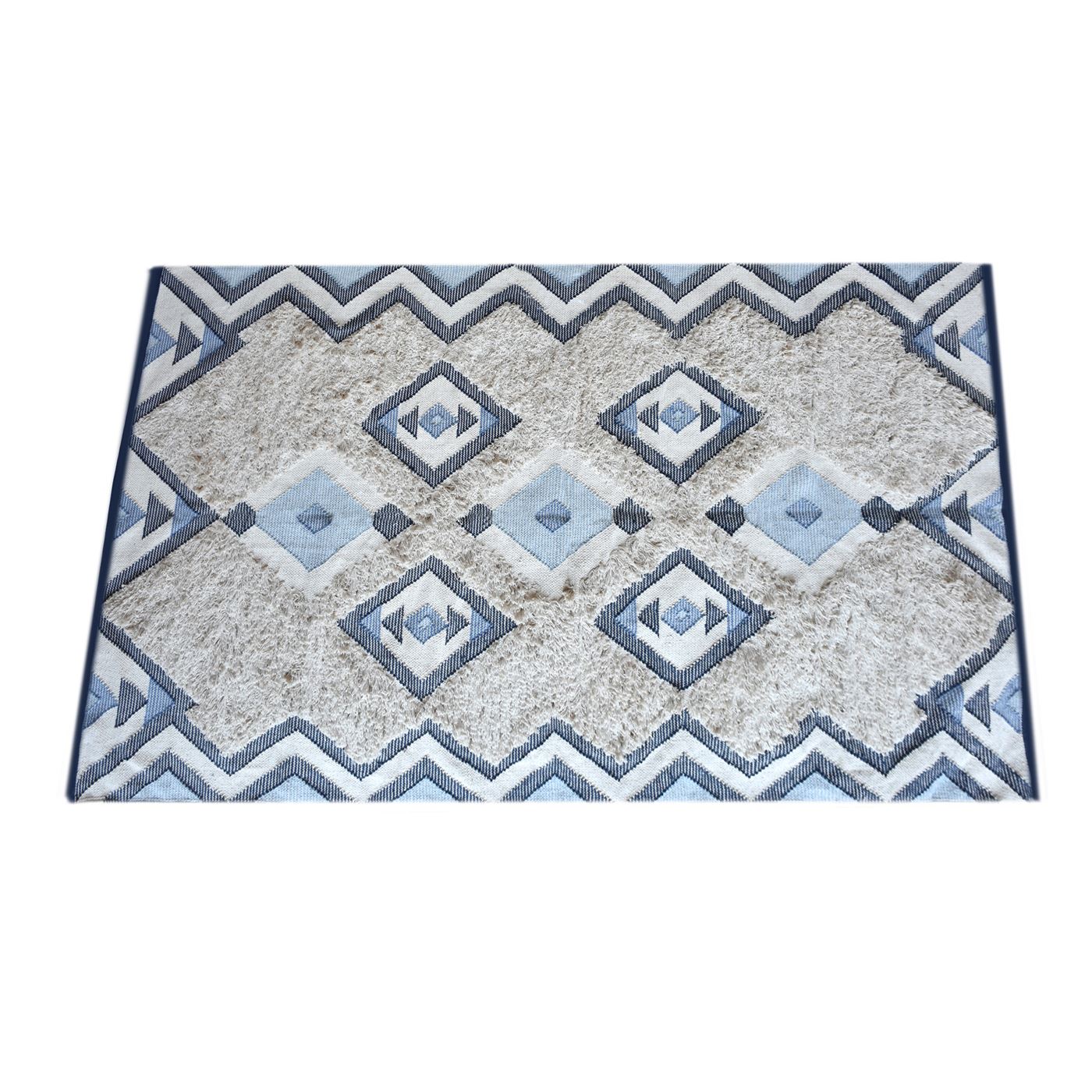 Area Rug, Bedroom Rug, Living Room Rug, Living Area Rug, Indian Rug, Office Carpet, Office Rug, Shop Rug Online, Cotton, Natural White, Charcoal, Blue, , Geometrical