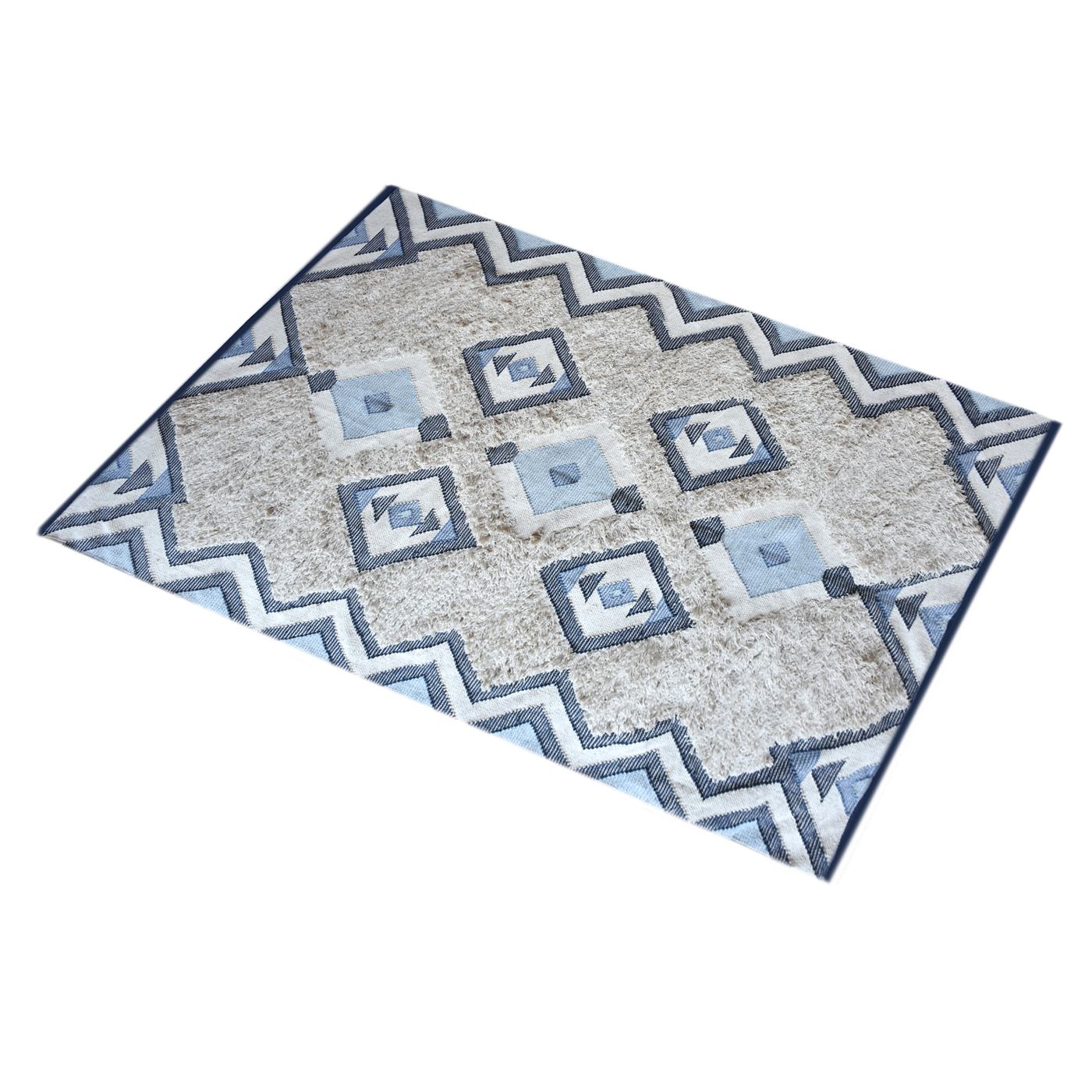 Area Rug, Bedroom Rug, Living Room Rug, Living Area Rug, Indian Rug, Office Carpet, Office Rug, Shop Rug Online, Cotton, Natural White, Charcoal, Blue, , Geometrical