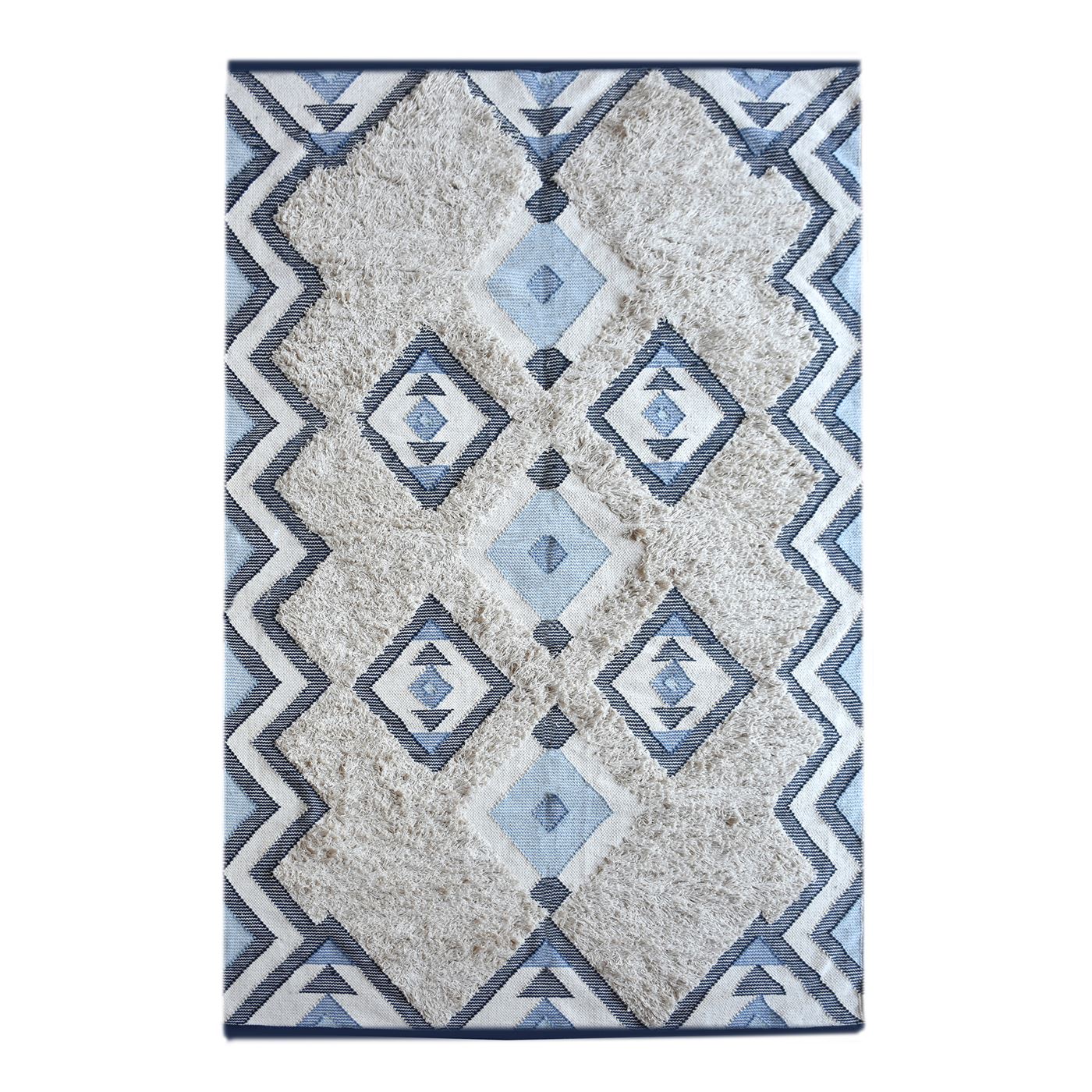 Area Rug, Bedroom Rug, Living Room Rug, Living Area Rug, Indian Rug, Office Carpet, Office Rug, Shop Rug Online, Cotton, Natural White, Charcoal, Blue, , Geometrical