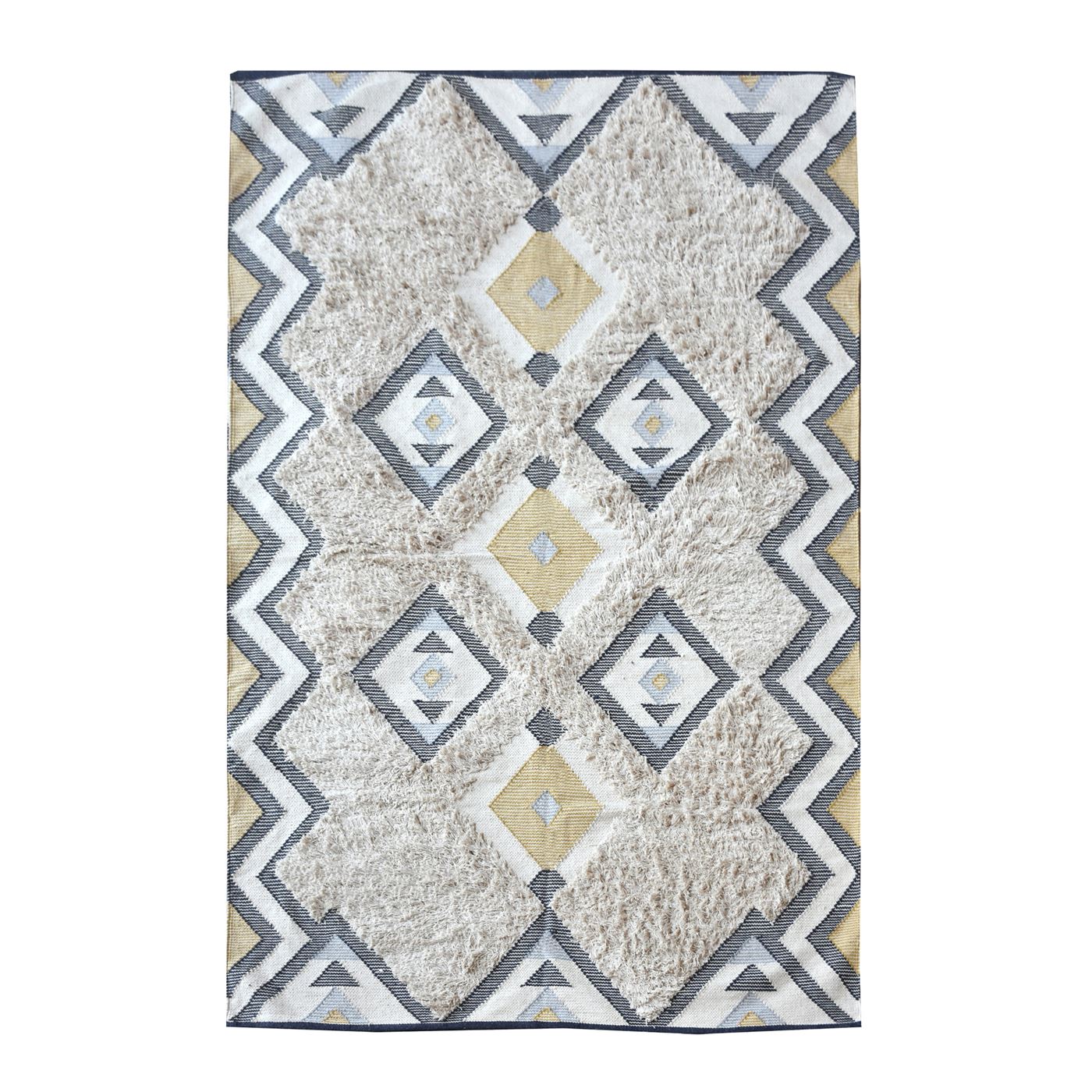 Area Rug, Bedroom Rug, Living Room Rug, Living Area Rug, Indian Rug, Office Carpet, Office Rug, Shop Rug Online, Cotton, Natural White, Charcoal, Gold, , Geometrical