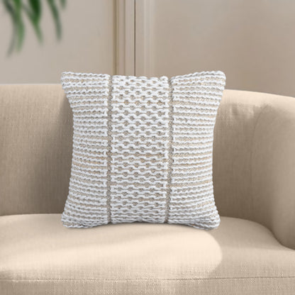 MUSHAWE CUSHION - JUTE/WOOL - IVORY - HANDWOVEN