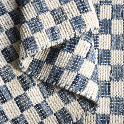 NICOLAVS RUG - IVORY/BLUE - HAND WOVEN - COTTON DENIM/WOOL