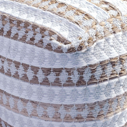 Numire Pouf, Wool, Denim, Natural White,Beige, Pitloom, Flat Weave 