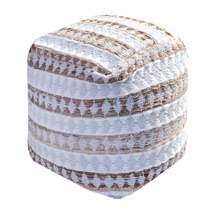 Numire Pouf, Wool, Denim, Natural White,Beige, Pitloom, Flat Weave 