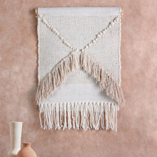 OBARSIA WALL HANGING - IVORY/BEIGE - HANDWOVEN - WOOL