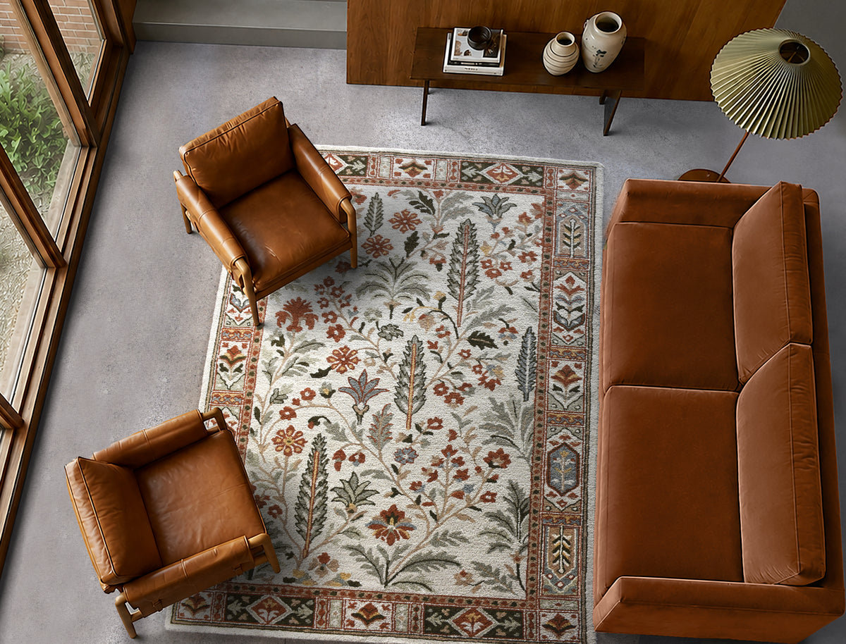 SAREN RUG - IVORY/MULTI - HAND TUFTED - WOOL