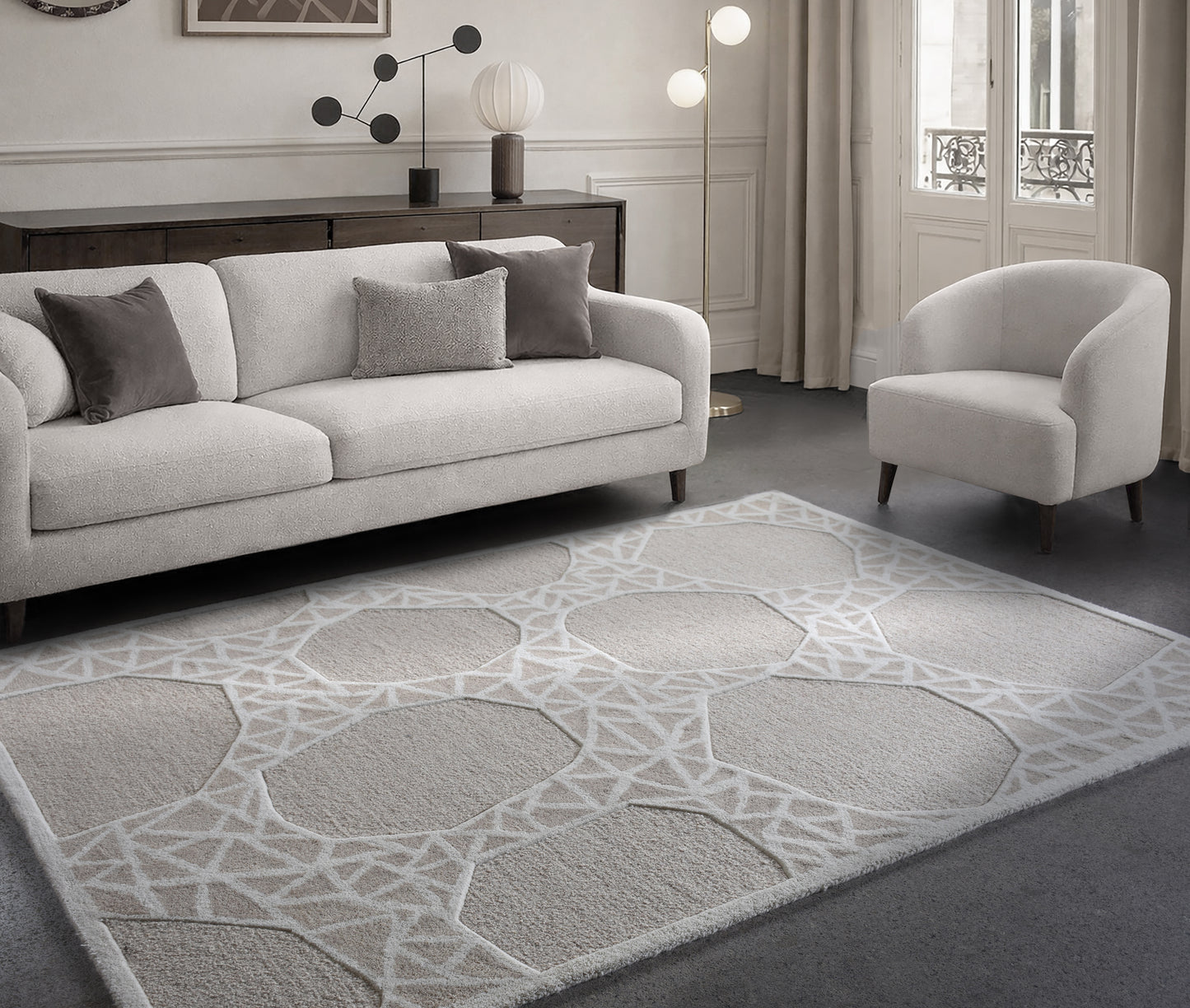 TELOR RUG - WOOL - HAND TUFTED - LIGHT BEIGE/IVORY