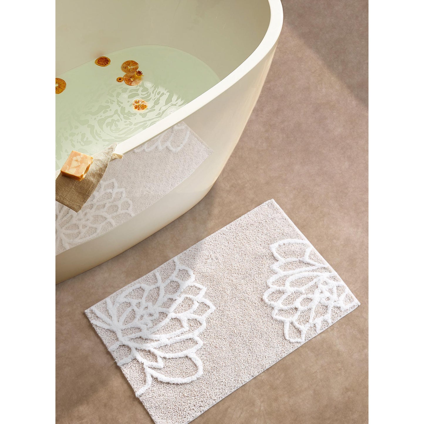 MANDURI BATH RUG - NATURAL/IVORY - COTTON - TABLE TUFTED