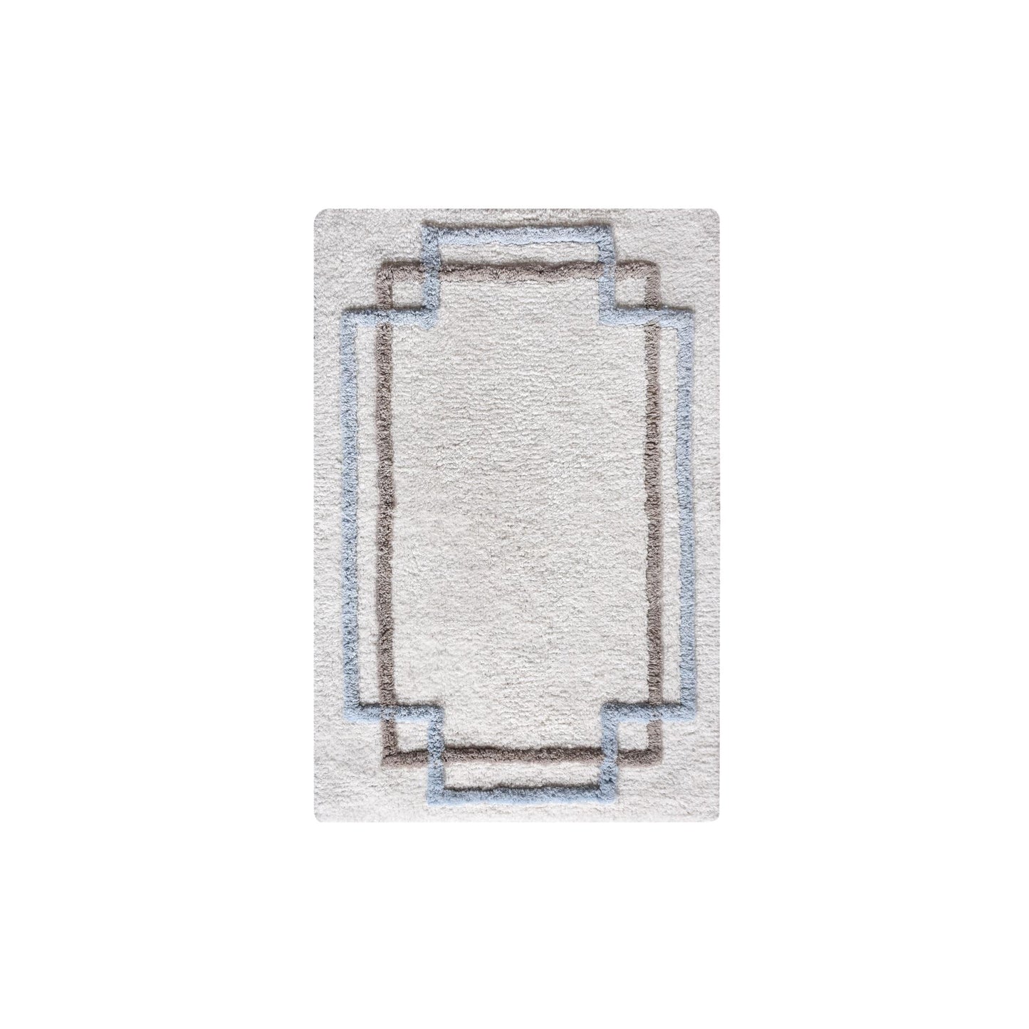 ANGKE-III BATH RUG - IVORY/BEIGE/BLUE - COTTON - TABLE TUFTED