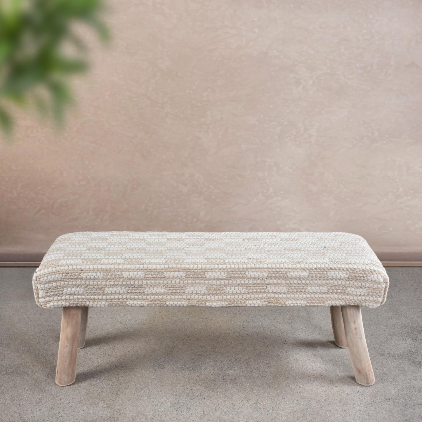 VELEKA BENCH - IVORY - HAND WOVEN - WOOL/JUTE