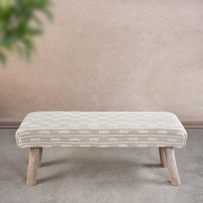 VELEKA BENCH - IVORY - HAND WOVEN - WOOL/JUTE