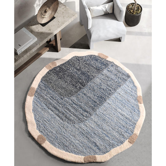 VINSON RUG - BLUE/IVORY - HAND TUFTED - WOOL/DENIM