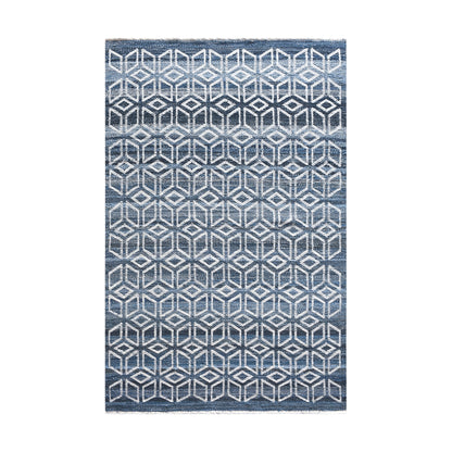 EIXAMPLE RUG - BLUE/IVORY - JACQUARD WOVEN - DENIM/WOOL