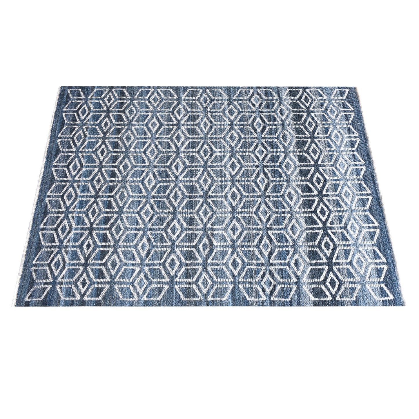 EIXAMPLE RUG - BLUE/IVORY - JACQUARD WOVEN - DENIM/WOOL