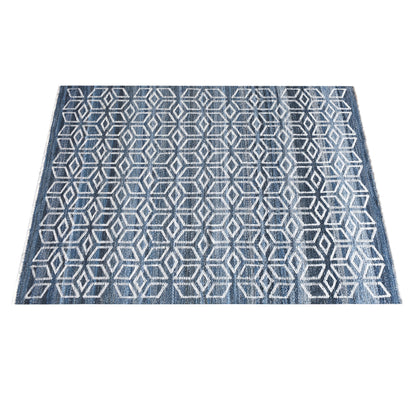 EIXAMPLE RUG - BLUE/IVORY - JACQUARD WOVEN - DENIM/WOOL