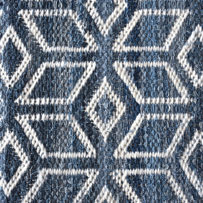EIXAMPLE RUG - BLUE/IVORY - JACQUARD WOVEN - DENIM/WOOL
