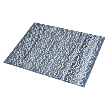 EIXAMPLE RUG - BLUE/IVORY - JACQUARD WOVEN - DENIM/WOOL