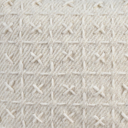 Alamosa Cushion, 45x45 cm, Natural White, Wool, Hand Made, Hm Stitching, Flat Weave