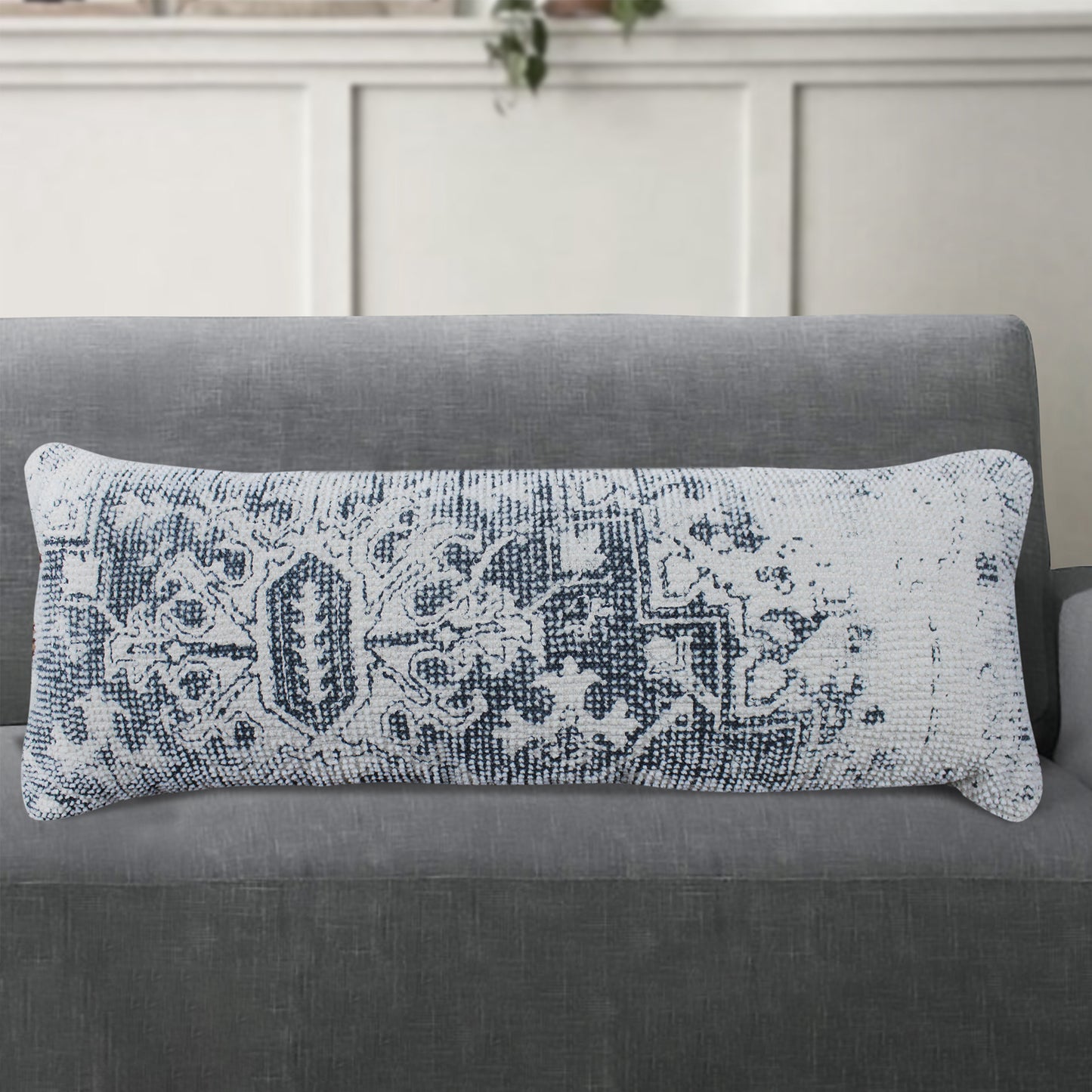 Diemen Lumber Cushion-III, 36x91 cm, Natural White, Grey, Wool, Table Tufted, Printed, Bm Fn, All Cut