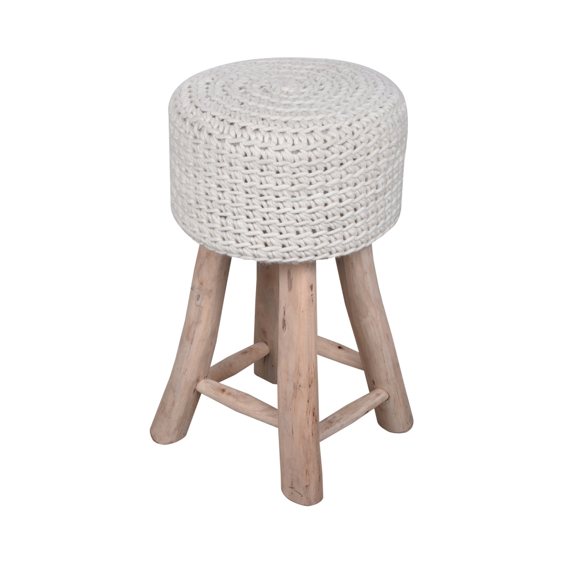Montana Bar Stool, 40x40x70 cm, Natural White, Wool, Hand Knitted, Hm Knitted, Flat Weave