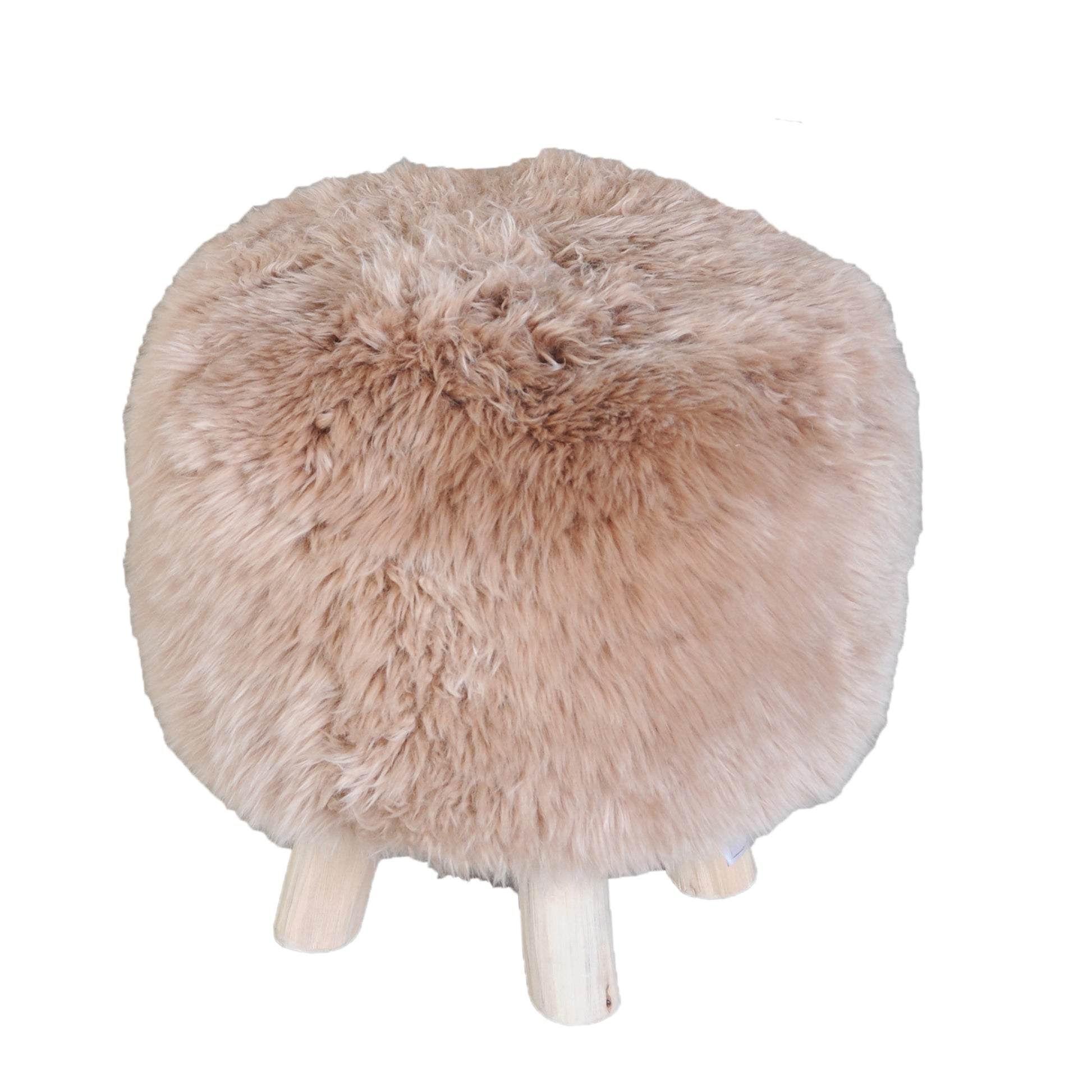 Nordic Stool, Sheep Hide, Taupe, Hm Stitching, Flat Weave 
