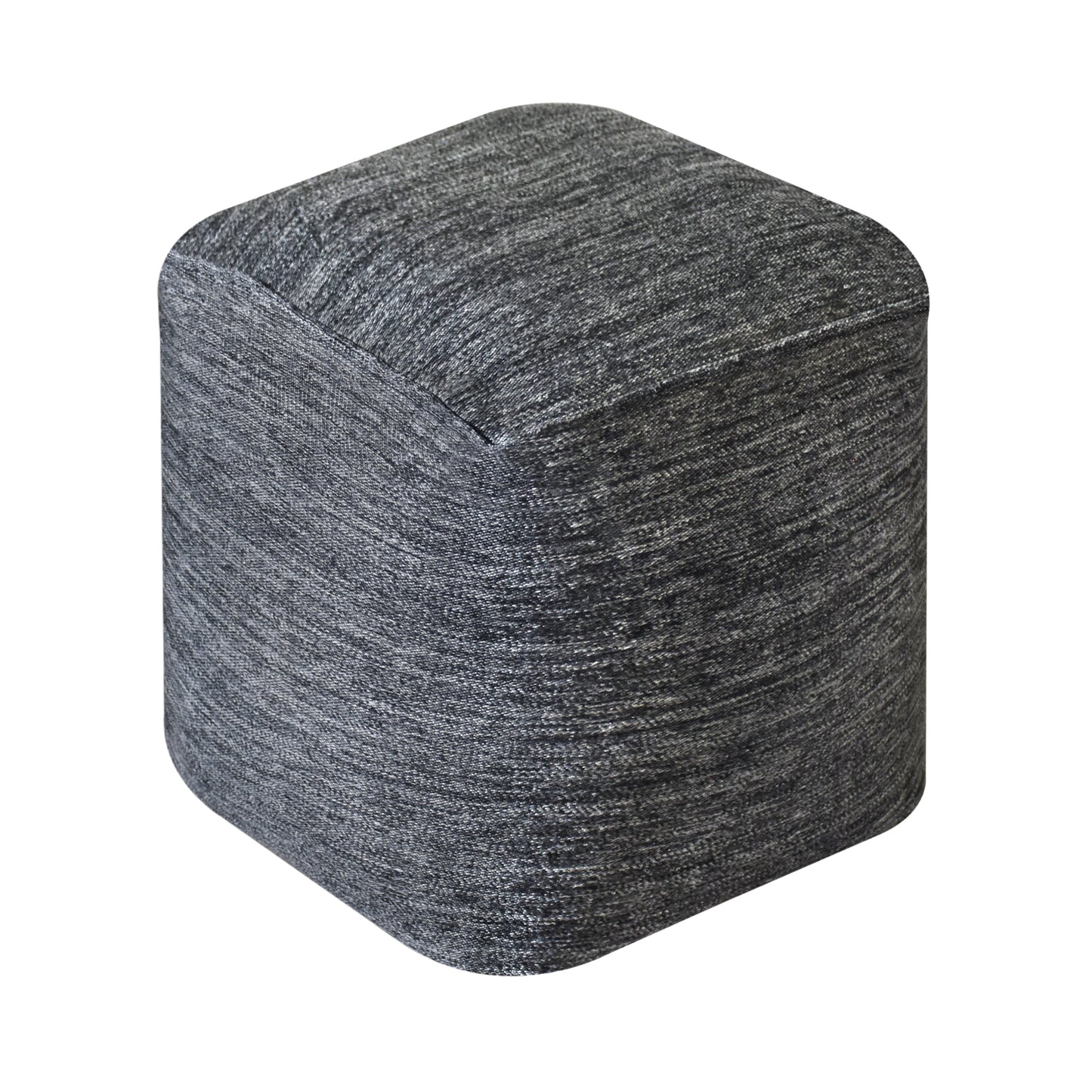 Portia Pouf, 40x40x40 cm, Dark Grey, Polypropylene, Jacquard Woven, Jaquard Durry, Flat Weave