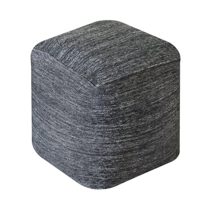 Portia Pouf, 40x40x40 cm, Dark Grey, Polypropylene, Jacquard Woven, Jaquard Durry, Flat Weave